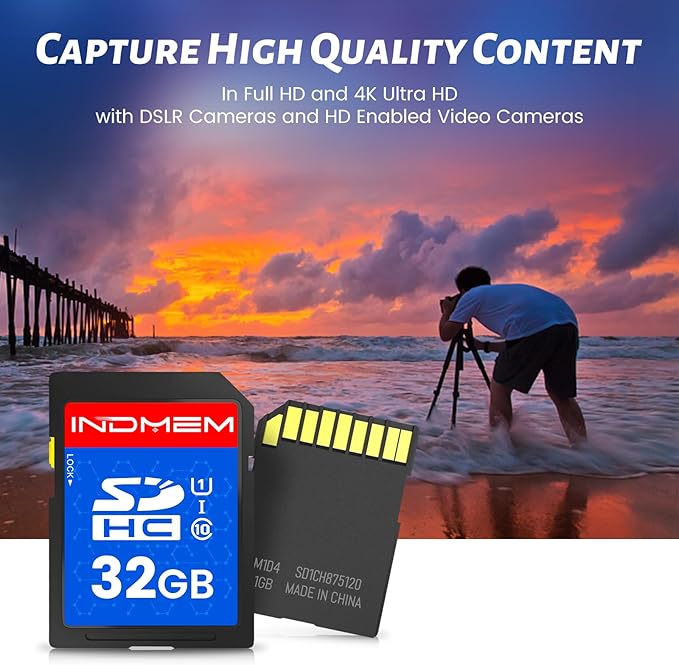 INDMEM SD Card 32GB, 8 Packs Class 10 32GB Flash Memory Card MLC Standard Secure Digital Cards Camera Card