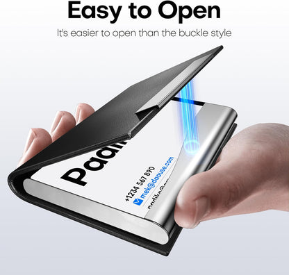 Padike Business Card Holder/ Case Professional PU Leather & Stainless Steel Multi Wallet Credit Card ID Case/Holder for Men & Women. (Black)