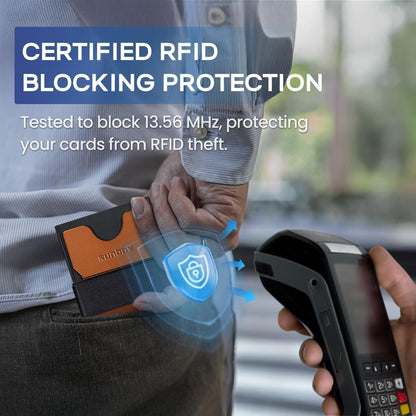 Slim Card Holder Wallet for Men, Minimalist RFID Blocking Wallet with Pop Up Function, Ultra-Thin Design, Metal Business Card Cases holds 12+ Cards, Gifts for Men, Men's Accessories