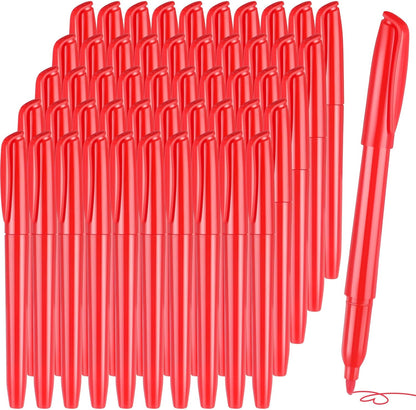 Cholemy 50 Pcs Chisel Tip Highlighter Pens Bulk Pocket Style Highlighter Markers for Adults Kids Organizing Coloring Underlining Home School Office(Red)