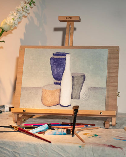 DJAR Adjustable Tabletop Easel for Artists & Beginners, Solid Beech Wood Desktop Sketching Drawing Painting Board Easel, Hold Canvas up to 23", Natural