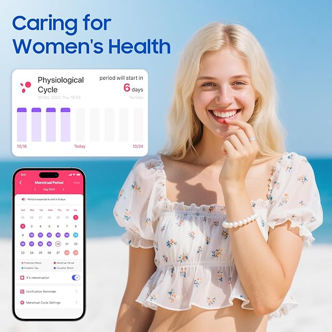 Smart Health Ring, Featuring Stress and Sleep Monitoring Functions, Compatible with iOS and Android, Waterproof Fitness Tracker for Women & Men, No Subscription Fee. (Silver, 9)