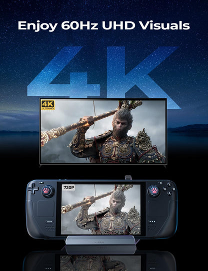 LISEN 10-IN-1 Docking Station for Steam Deck OLED&ROG Ally X&Legion Go, Dual Cooling Fan 5 USB Ports and 4K@60Hz, 100W Charging Port Support ROG Ally 30W Mode, Gigabit Ethernet Fit for Steam Deck OLED