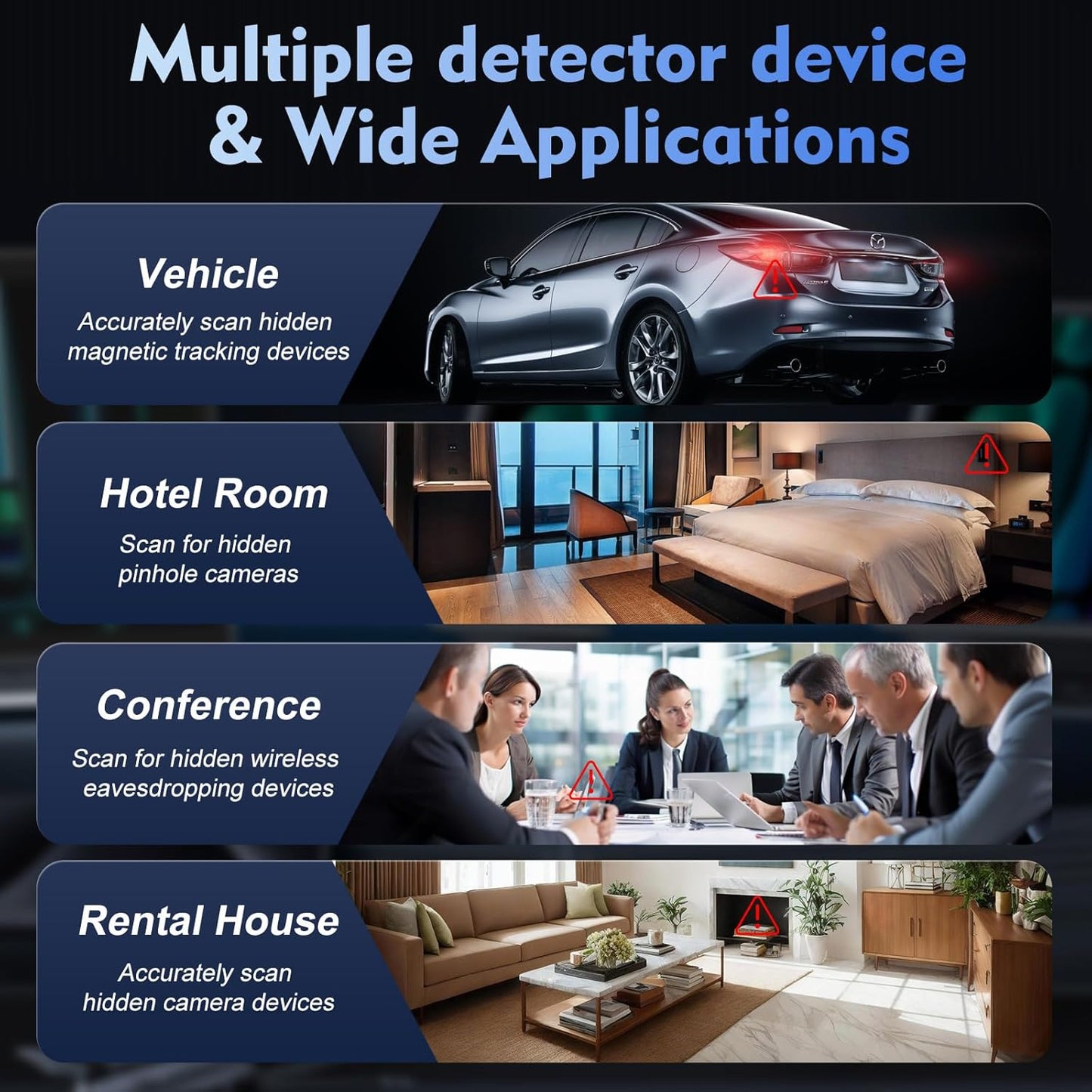 JMDHKK M8000 Hidden Camera Detector, Bug Detector,Camera Finder, Signal Detector for Hotels, Travels, Vehicles, Offices, Public Fitting Rooms (Silver)