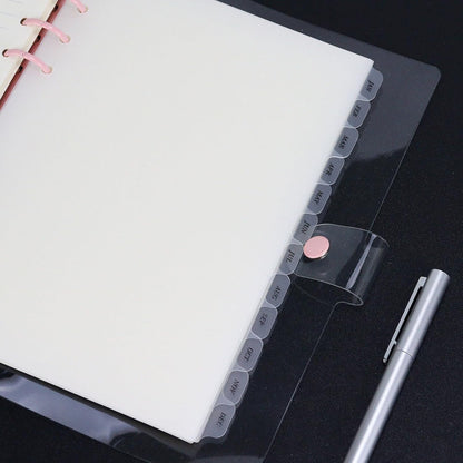 A5 Plastic Binder Dividers with Monthly Tabs 6 Holes Durable Card Dividers for Journals, Binders, Notebooks, Planners, 5.7x8.3 inch(Clear Frosted)