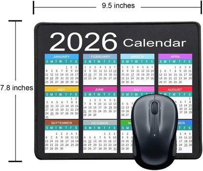 Mouse Pad with Non-Slip Rubber Base, Waterproof Computer Mousepad with Stitched Edges, Mouse Pads for Computers, Laptop, Gaming, Office & Home, 9.5 x 7.8 in (White Calendar 2026)