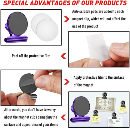 FINDMAG 48 Pack Magnetic Clips for Photo ANG Picture Display, Strong Scratch-Free Refrigerator Magnets, Heavy Duty Clips for Picture Hanging, Whiteboard, Kitchen, Office, School Use.