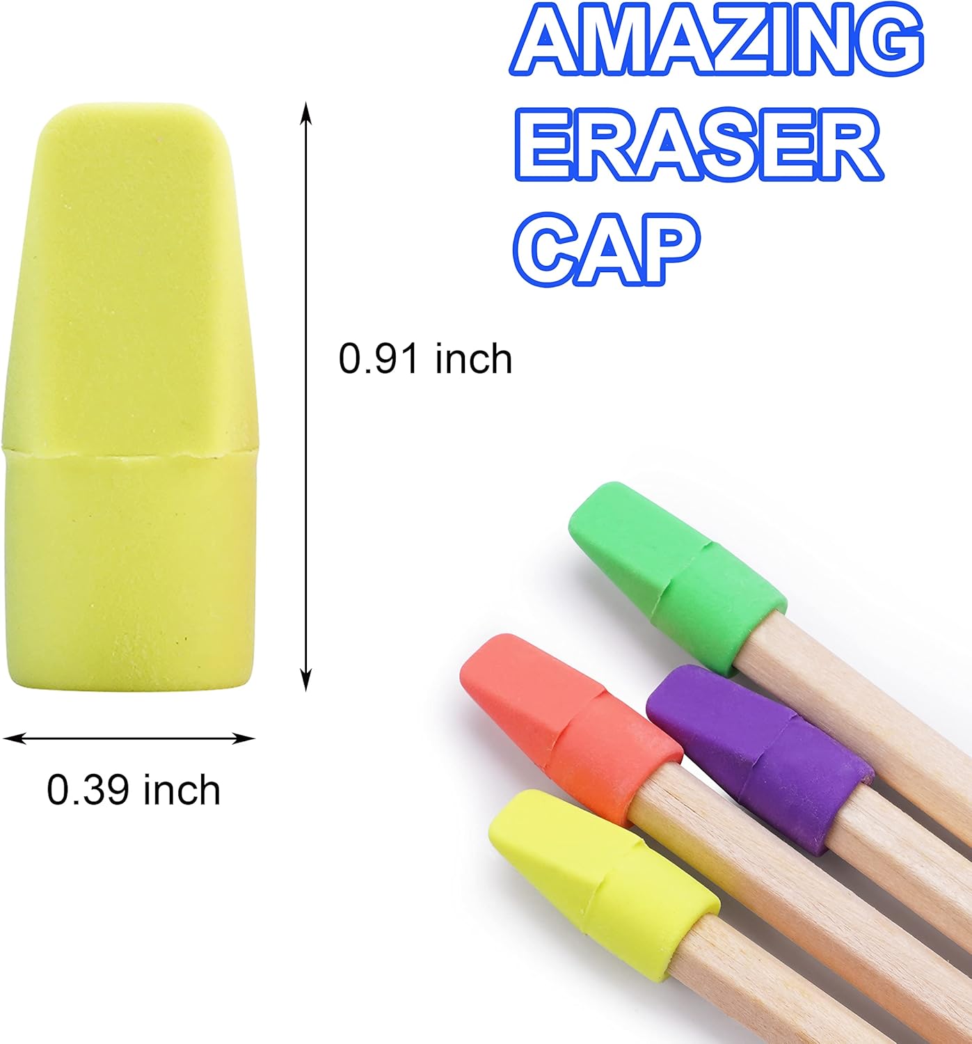 Pencil Erasers Caps Bulk, Ezzgol 128 Pcs Pencil Top Erasers Cap, 6 Assorted Colors Arrowhead Caps Erasers Latex Free Pencil Eraser Toppers for Kids Teachers