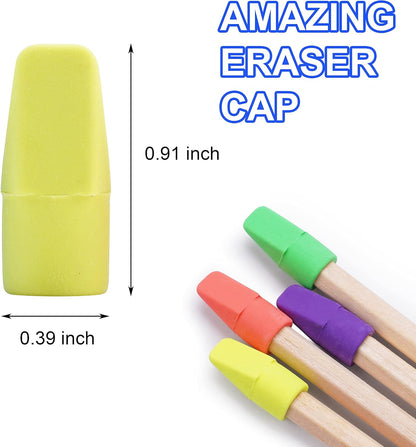 Pencil Erasers Caps Bulk, Ezzgol 128 Pcs Pencil Top Erasers Cap, 6 Assorted Colors Arrowhead Caps Erasers Latex Free Pencil Eraser Toppers for Kids Teachers