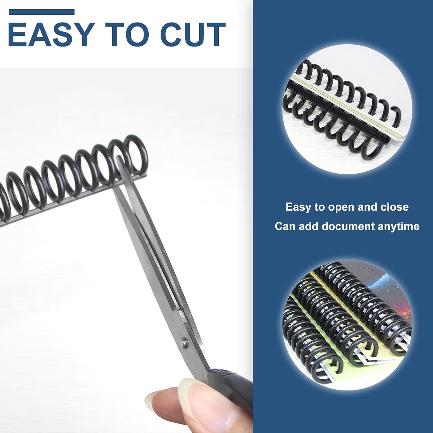 Rayson PROC1230BK Click Binding Spines, 3:1 Pitch, 1/2" Diameter, 90 Sheets Binding Capacity, Black, 30/Box