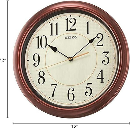 Seiko 13 Inch Numbered Wood Finish Wall Clock,Brown