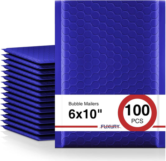 Fuxury Bubble Mailer,100Pcs 6x10" Bubble Mailers Royal Blue Shipping Padded Envelopes Usable Size 6x9" Opaque Mailing Envelopes Bubble Padded for Mailing,Packaging, Small Business,Bulk #0