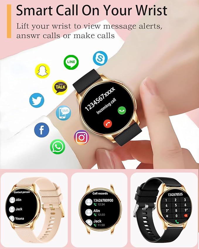Smart Watches for Women Men, 1.3" Fitness Tracker Watch with Heart Rate/Sleep Monitor/Spo2/100+ Sports/Bluetooth Call/DIY Watch Face, Smartwatch for Android Phones/iPhone (Black)