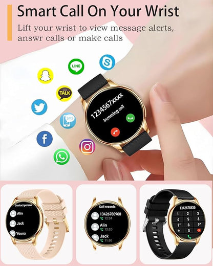 Smart Watches for Women Men, 1.3" Fitness Tracker Watch with Heart Rate/Sleep Monitor/Spo2/100+ Sports/Bluetooth Call/DIY Watch Face, Smartwatch for Android Phones/iPhone (Black)