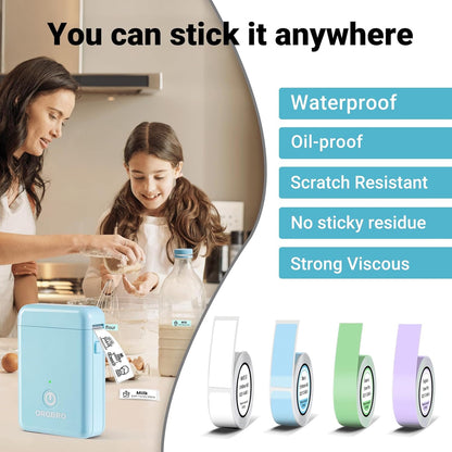 ORGBRO Label Maker Machine with Tape, X1 Portable Bluetooth Mini Label Printer, Support Pre-Cut & Continuous Label, Wireless Small Label Makers with Versatile App for School Home Office Organization