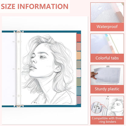 8 Set of 64 Pack Clear Binder Sheet Protectors for 3 Ring Binder Plastic Page Protector with 8 Tabs,Insertable Index Page Divider 8.5x11 Inch(Vintage)