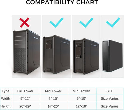EUREKA ERGONOMIC CPU Holder Under Desk Mount, Computer Tower Holder 360° Swivel Height & Width Adjustable, Holds up to 44 lbs, Fits Most Computer Tower, Black