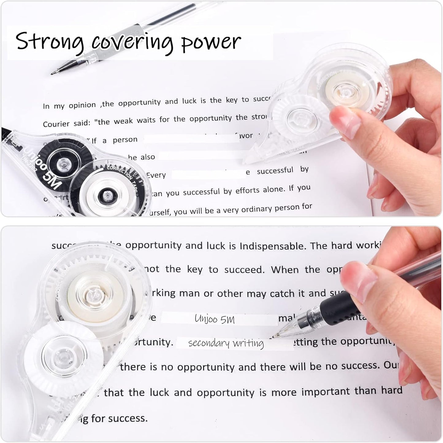 White Correction Tape Dispenser, Fast Clean and Easy to Use Tear-Resistant Tape, For school Supplies, Office (12pack, 5M/196, Tape Width 0.2in)