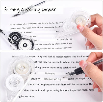 White Correction Tape Dispenser, Fast Clean and Easy to Use Tear-Resistant Tape, For school Supplies, Office (12pack, 5M/196, Tape Width 0.2in)