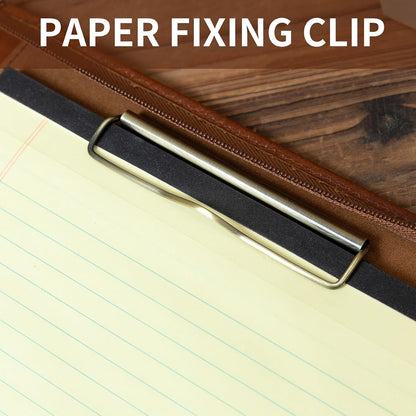 Handmade Vintage Crazy Horse Leather Portfolio Letter (A4) Size Notepad,Business Organizer Padfolio with Handle, for iPad Pro/Microsoft Surface Pro/13 inch Tablet (Non-Custom, Oil Wax-Brown)