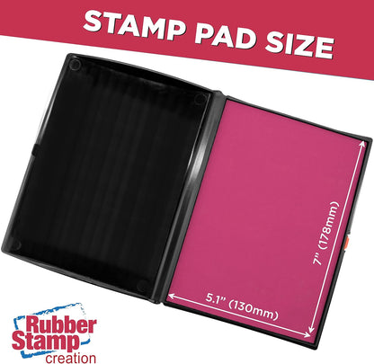 Large Premium Pink Ink Stamp Pad - 5" by 7" - Quality Felt Pad