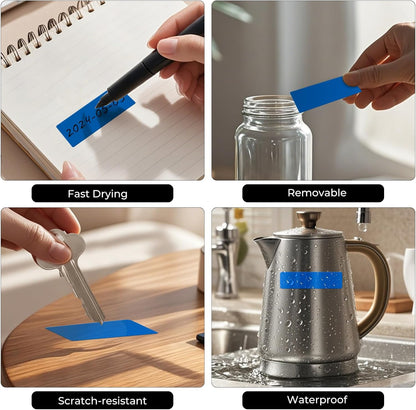 Rectangle Label Stickers 3×1 Inch Vinyl Removable Blue Sticker Waterproof Writable File Folder Moving Labels for Boxes Home Office Labeling 160 PCS