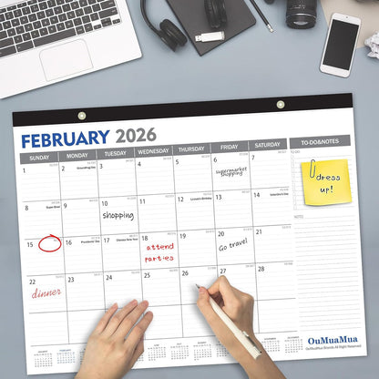 OuMuaMua 3-Pack Large Desk Calendars 2025-2026 - 19 Months from Jun. 2025 through Dec. 2026, 22" x 17" Desktop Wall Calendar with Julian Date To-do & Notes, Corner Protectors for School Home Office