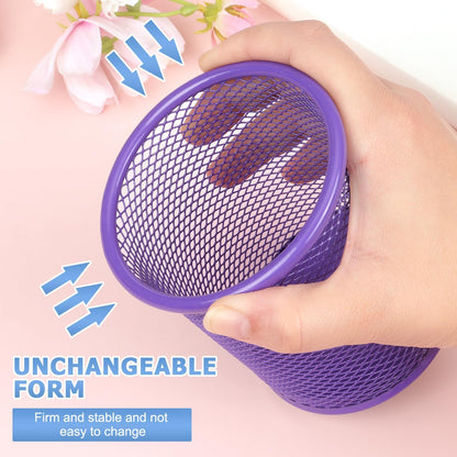 Tamaki Pen Holder Cup for Desk, Desk Organizer Wire Mesh Pencil Cup Holder for Desk Office Pen Organizer (Purple)
