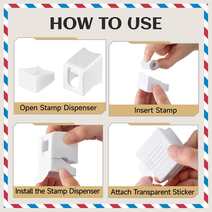 Maitys 6 Pcs Postage Stamp Dispenser for a Roll of 100 Stamps Lightweight Plastic Stamp Roll Holder for 100 Holder Organizer Forever Stamps Mailing Desk Table Home and Office Supplies(White)