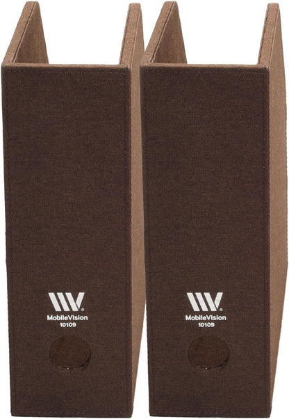 MobileVision Executive Brown Cloth Fabric Vertical File Holders - 2 Piece Combo