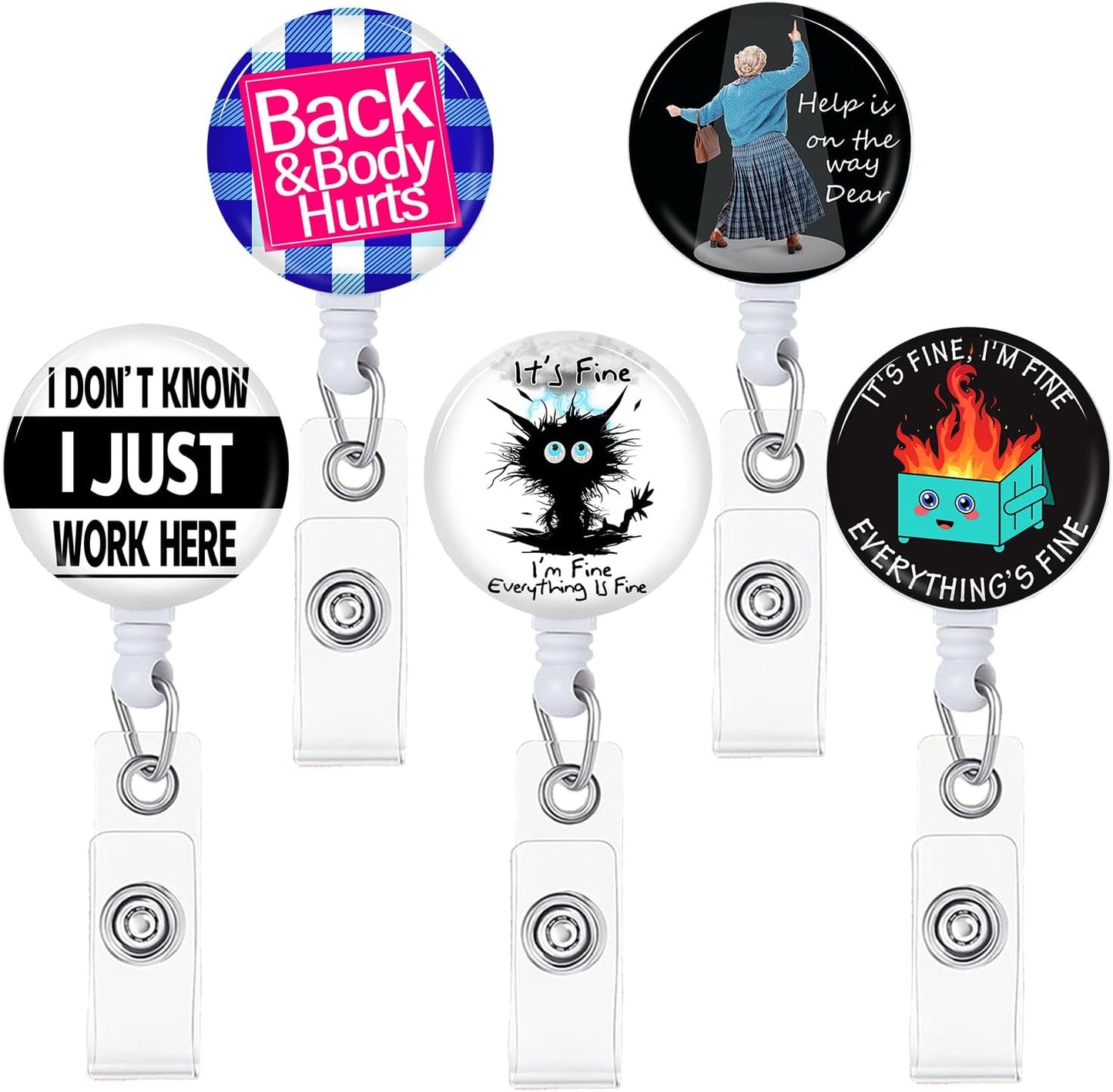 5pcs Badge Reels Holder Retractable with ID Clip for Nurse Name Tag Card Cute Nursing Doctor Teacher Student Medical MD Work Office