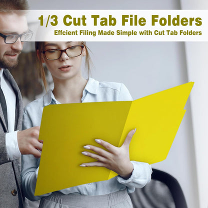 File Folders,IntoJoy 120 Pack Colored File Folder Letter Size, 1/3 Cut Tab Filing Folders for Office School Business File Document Organization,Yellow