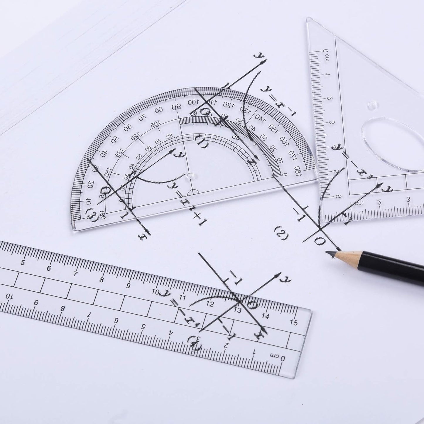 10 Pieces Math Geometry Kit Set Student Supplies with Shatterproof Storage Box,Includes Rulers,Protractor,Compass,Eraser,Pencil Sharpener,Lead Refills,Pencil,for School and Drawings（Pink）