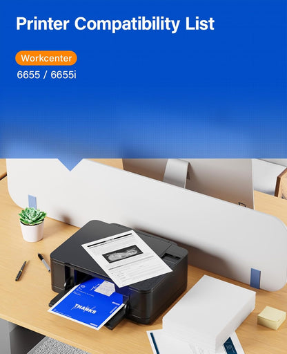 6655 Toner Cartridge Set 4-Pack High Capacity Black Cyan Magenta Yellow Replacement for Xerox 106R02744 106R02745 106R02746 106R02747 Compatible with Xerox WorkCentre 6655 6655i Color Printer Ink Copy