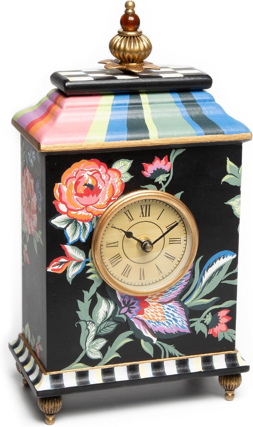 MACKENZIE-CHILDS Desk Clock, Decorative Wood Clock for Kitchen and Living Room, Jaipur