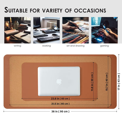 Compact Cork Desk Mat - Small Dual-Sided Desk Pad for Office and Home - Desk Organization and Accessories - Ideal for Large Mouse Pad and Small Desk Mats on Top of Desks(Brown,23.6"x 11.8")