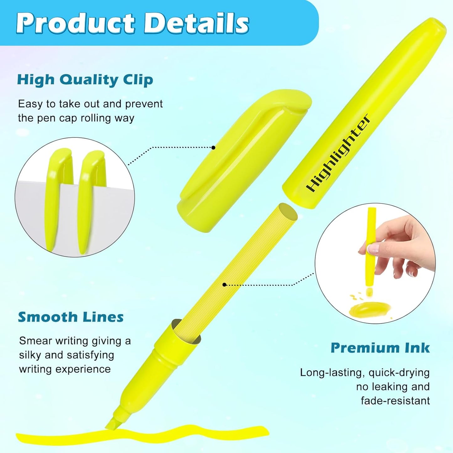 Duchong 108 Yellow Highlighters, Chisel Tip Dry-Quickly Bluk Highlighter Markers, Highlighter Bright Colors for Adult Kids, Office Classroom Must Have, School Supplies for Teachers