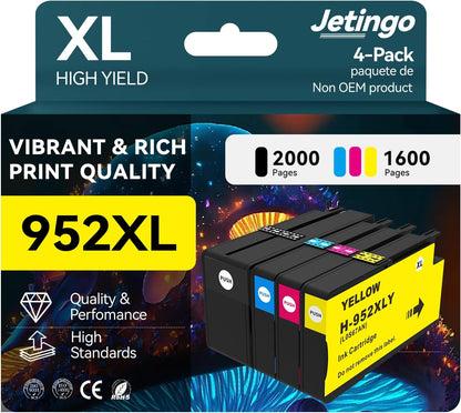 952XL Ink Cartridges Combo Pack for HP 8710 7740 Printers HP952XL Ink Cartridge Black and Color for HP Officejet Pro 8210 8730 8200 8720 8700 7740 8715 8702 8725 8740 4 Pack Black Cyan Yellow Magenta