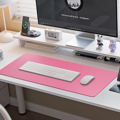 Boutilon Leather Desk Pad Protector,Non-Slip Mouse Pad,Laptop Desk Pad,Office Mouse Mat,Waterproof Leather Desk Blotter,Desk Writing Pad for Office and Home (S-Rose Pink,24"x 14")