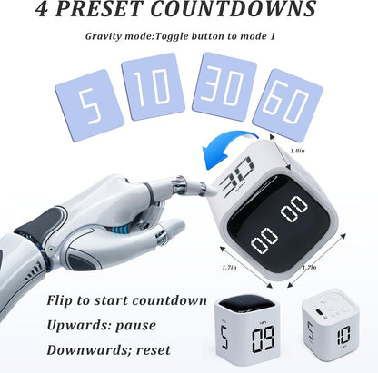 Rotating Pomodoro Timer 5,10,30, 60 Minutes Preset,Desk Productivity Flip Timer, Visual Cube Countdown Stopwatch,Custom Modes/Vibration/High/Low Volume,ADHD Timers, for Study, Work, School, Kitchen