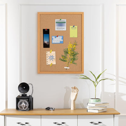 Board2by 2 Pack Cork Board Bulletin Board 18" x 24", Wood Framed Corkboards for Wall Decor, Hanging Office Message Board, Wall Mounted Notice Pin Board with 30 Push Pins for School, Home & Office