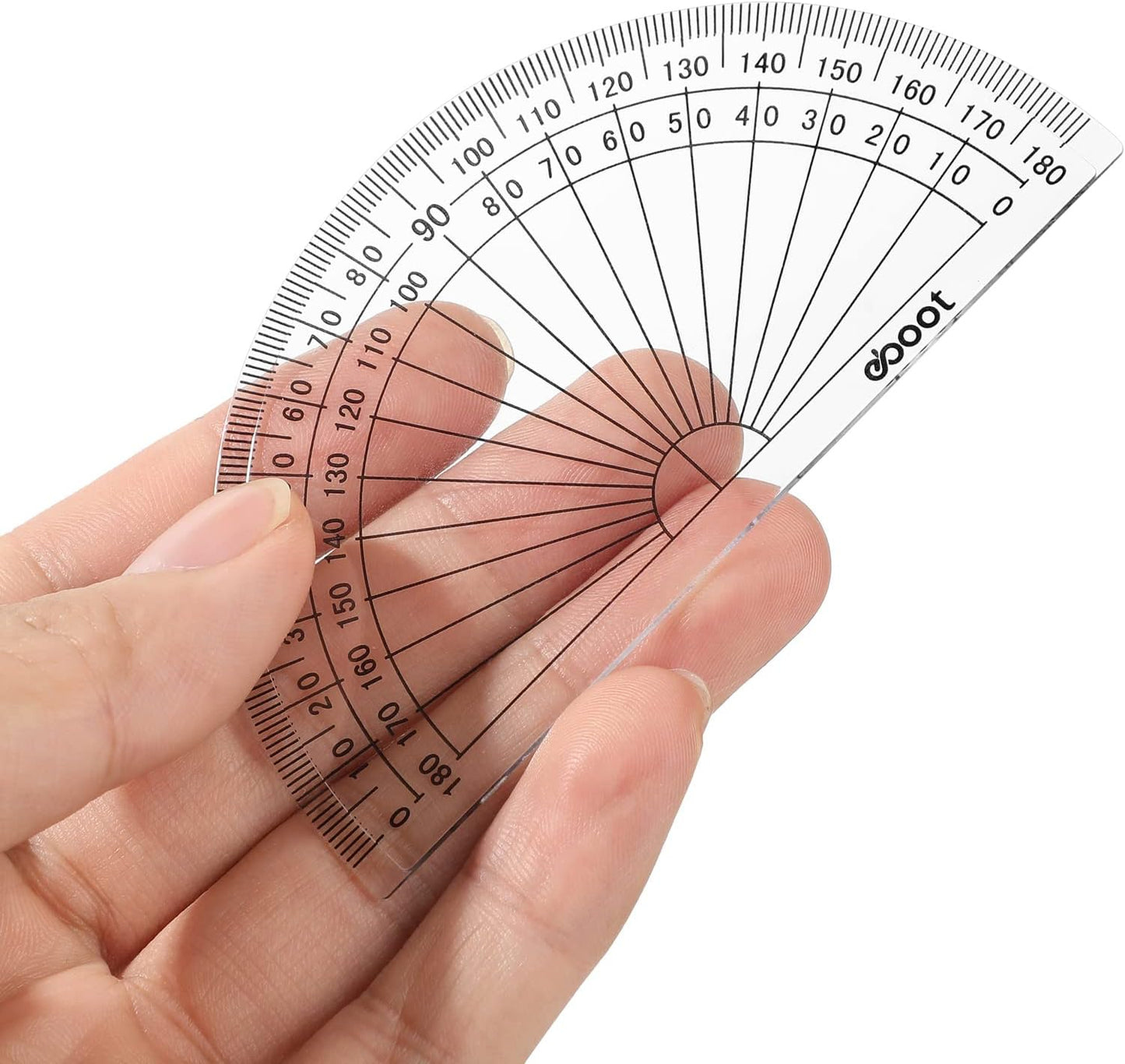 Zonon 100 Pcs 4 Inch Clear Plastic Protractor Bulk Math Protractors Set 180 Degrees Geometry Drafting Tools for Classroom Industry Office Back to School Supplies