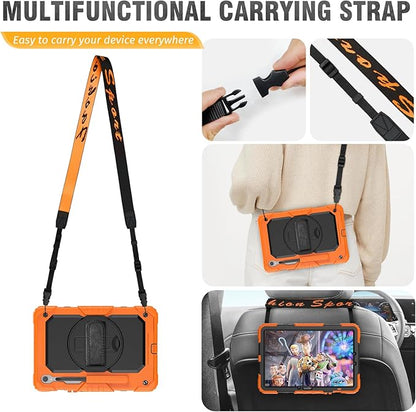 HXCASEAC Case for Samsung Galaxy Tab S10 Lite / S10 FE / S9 FE 5G 10.9 inch, Shockproof Design with Screen Protector/Hand Strap/S Pen Holder, Protective Samsung Galaxy S10 Lite Tablet Case, Orange