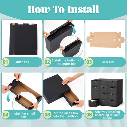 Cholemy Trading Card Storage Box 15000+ with 70 Cardboard Storage Divider, Label Sticker for Collection Compatible with TCG, Sport Cards(4 Row, 3 in A Row,Black)