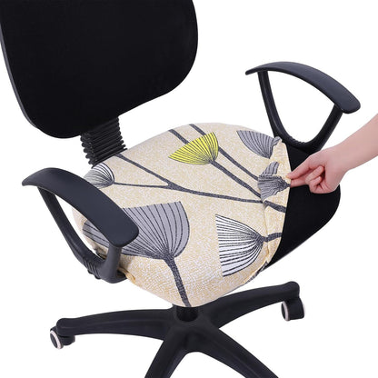 Smiry Printed Office Computer Chair Seat Covers, Stretch Fit Universal Desk Rotating Chair Cover Washable Removable Seat Cushion Protectors - Yellow and Grey
