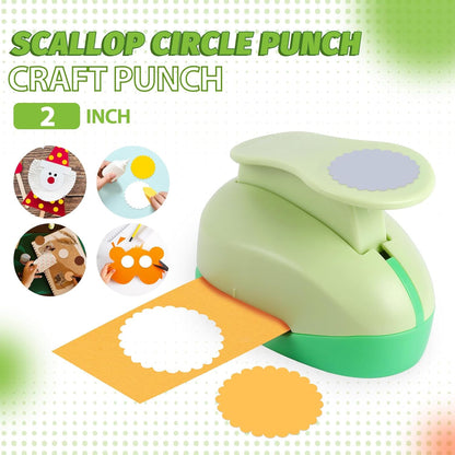UCEC 2 inch Scallop Circle Punch, Circle Ware Punch, Craft Lever Puncher, DIY Handmade Paper Punches for Paper Crafting Scrapbooking Cards Arts