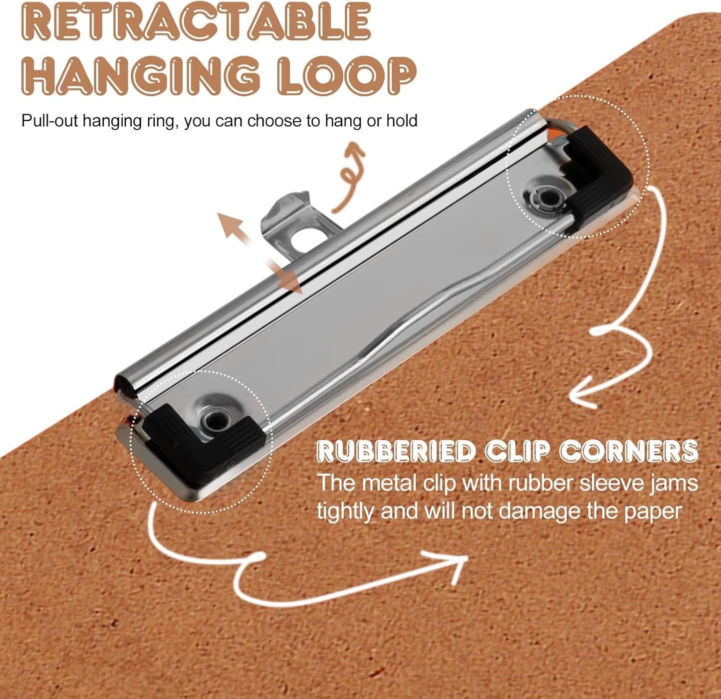 Clipboards, PANDRI 6 Pack Hardboard Office Clipboards, Low Profile Clip, Clip Boards 8.5x11 Standard Letter Size, Classroom Supplies, ECO Friendly