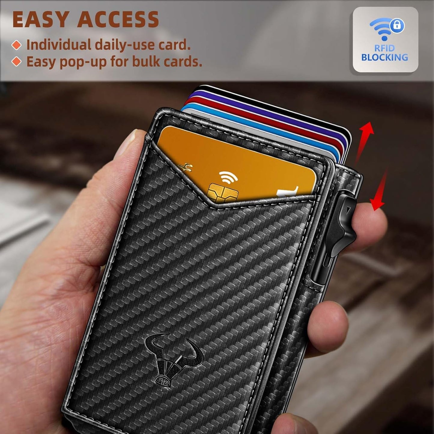 BULLIANT Men Wallet,Money Clip Wallet Slim For Gift Men 9Cards-Metal Credit Card Case in Magnetic Leather Flip