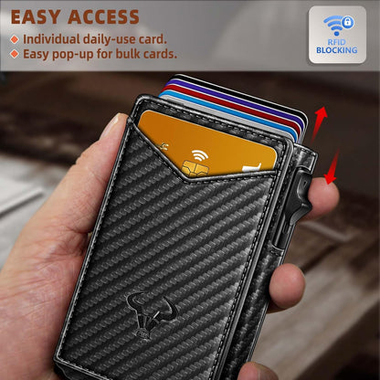 BULLIANT Men Wallet,Money Clip Wallet Slim For Gift Men 9Cards-Metal Credit Card Case in Magnetic Leather Flip