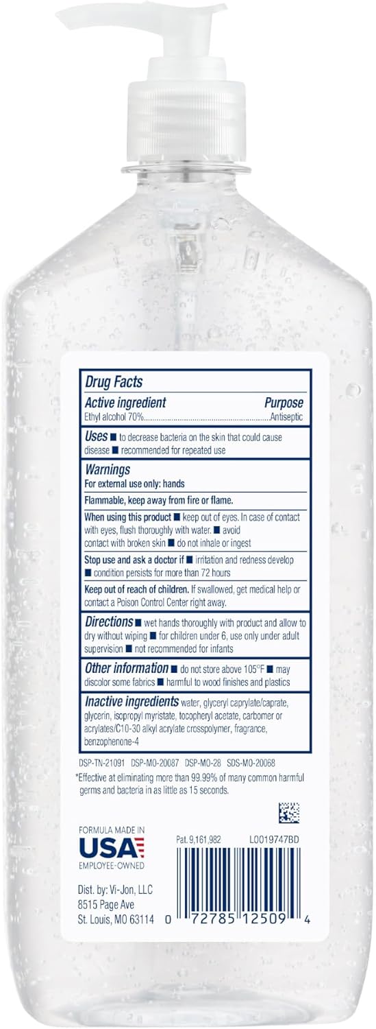 Germ-X Advanced Hand Sanitizer, Non-Drying Moisturizing Clear Gel, Instant and No Rinse Formula, Large Family Size Pump Bottle, Back to School Supplies, 34 Fl Oz (1 Liter)